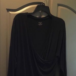 Black Faux Wrap Shirt